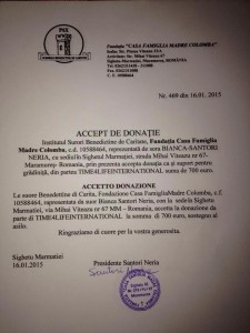 Donazione di denaro per il riscaldamento.