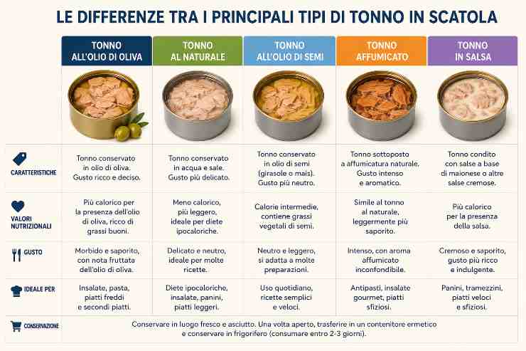 differenti tipi di tonno